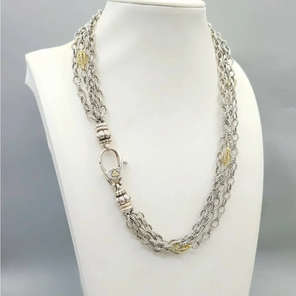LAGOS Multi-Strand Silver Necklace with Gold Accents